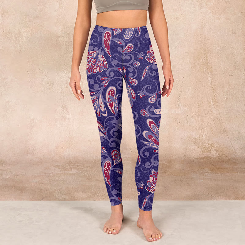 Purple Flower Petals Print Gym Fitness Leggings Women's Yoga Pants
