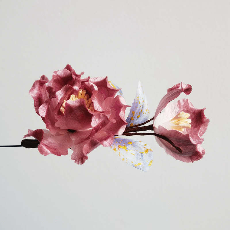 Handmade Velvet Flower Mulberry Silk Red Flower Brooch