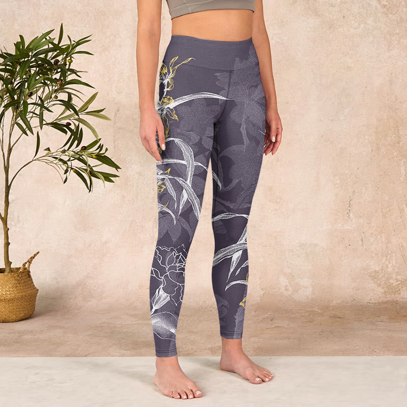 Orchid Flower Roses Gym Leggings Women's Yoga Pants