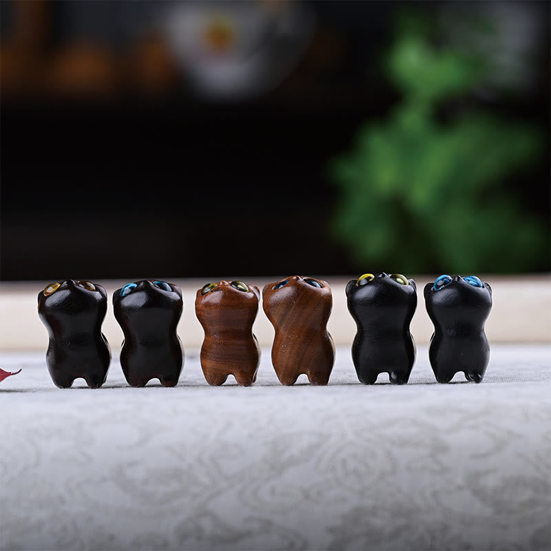 Green Sandalwood Ebony Wood Sandalwood Small Leaf Red Sandalwood Mini Lucky Cat Peace Decoration