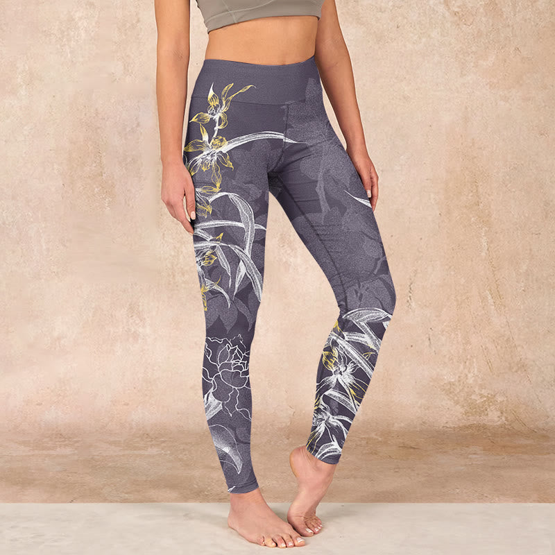 Orchid Flower Roses Gym Leggings Women's Yoga Pants