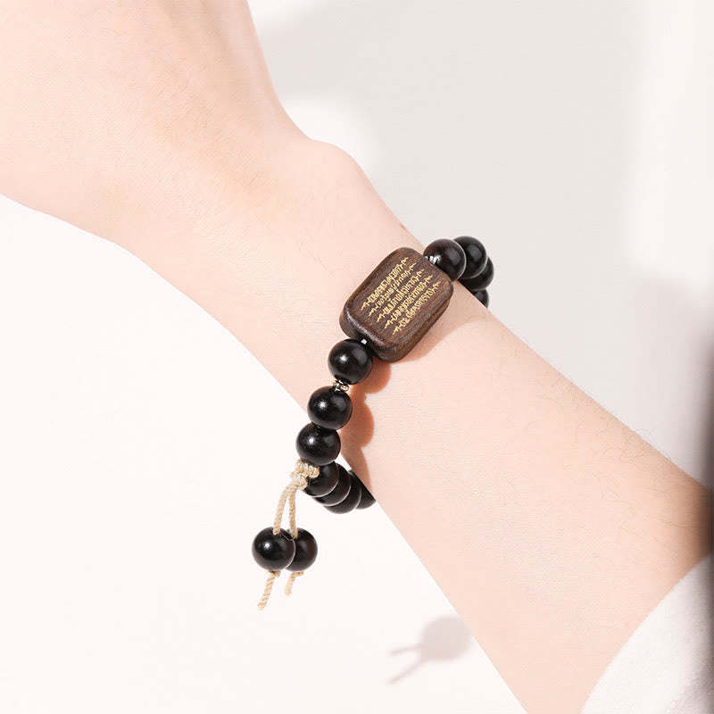 Ebony Wood Scripture Engraved Peace Bracelet