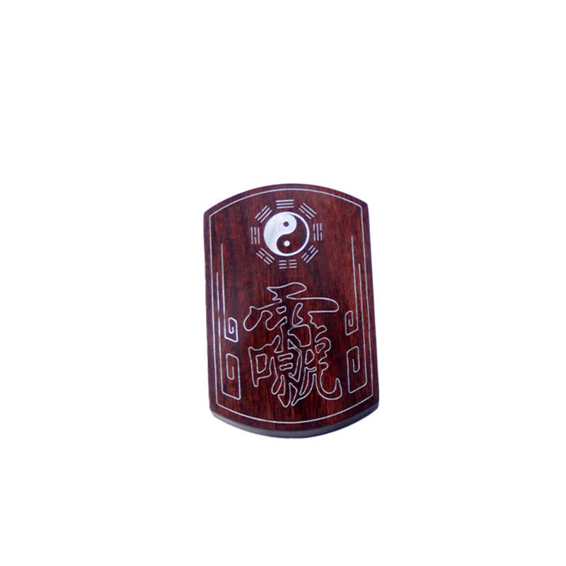999 Sterling Silver Ebony Wood Red Sandalwood Yin Yang Bagua Balance Necklace Pendant