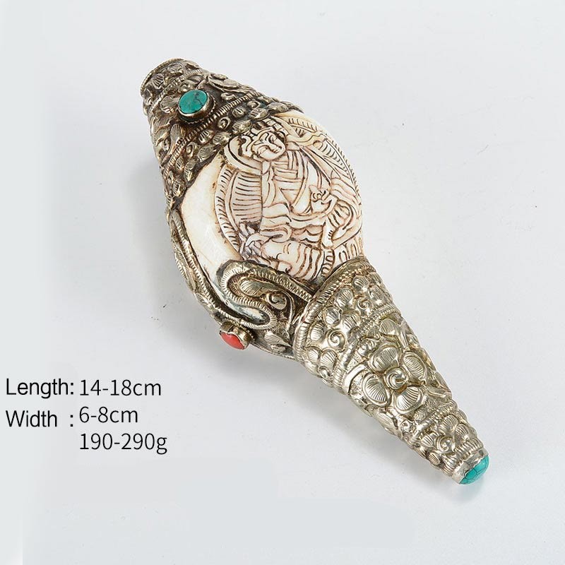 Tibetan Handmade Engraved Shankha mystic zen Conch Shell Wealth Positive Decoration