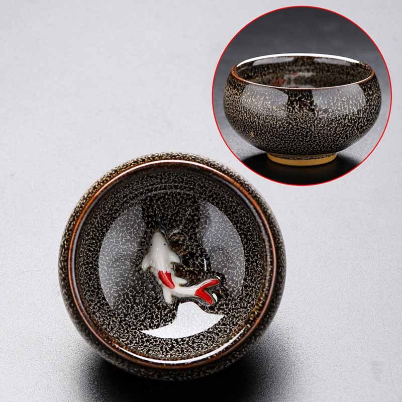 Small Koi Fish Kiln Change Chinese Jianzhan Ceramic Teacup Kung Fu Tea Cup 60ml
