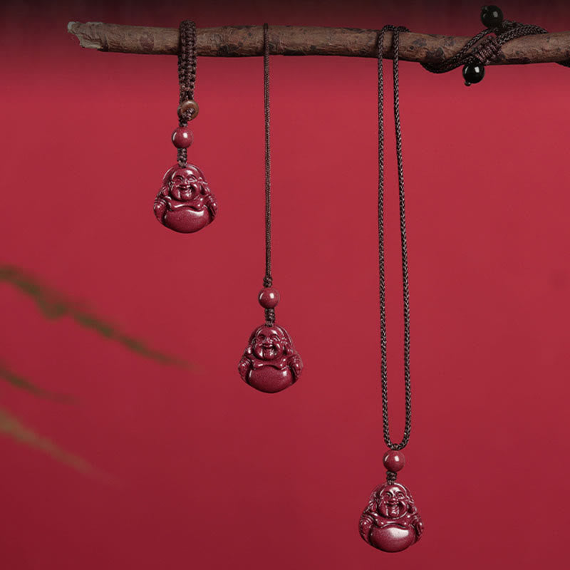 Laughing mystic zen Cinnabar Blessing Necklace Pendant Phone Hanging Decoration Key Chain