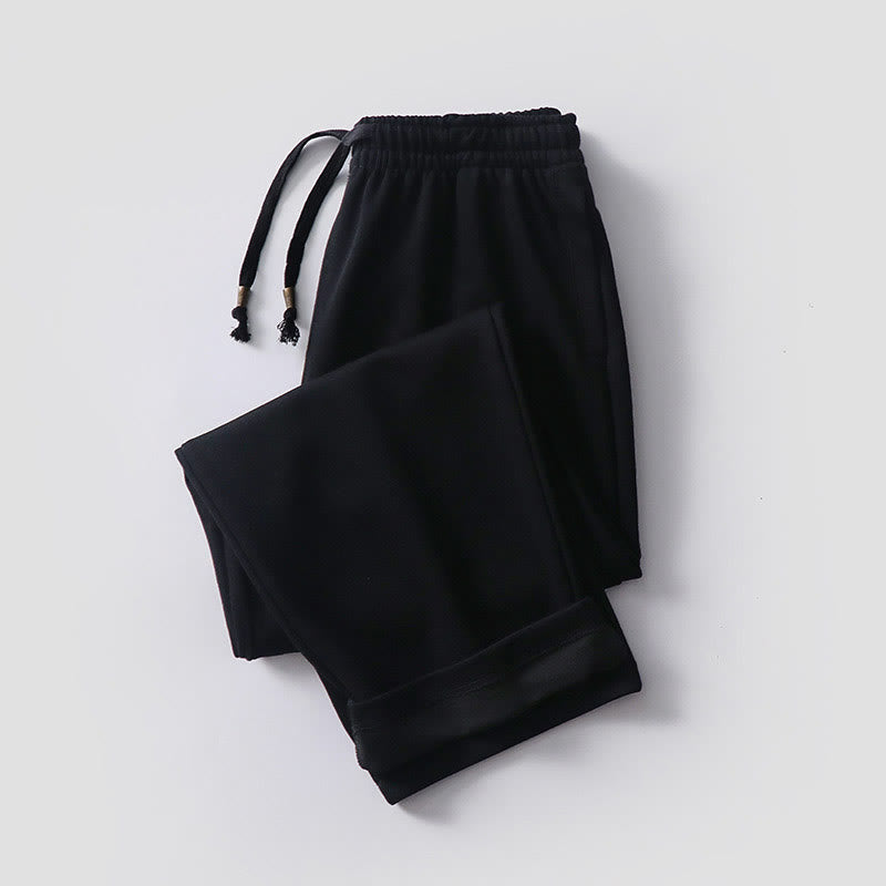 Solid Color Cotton Fleece Drape Men's Pants With Pockets