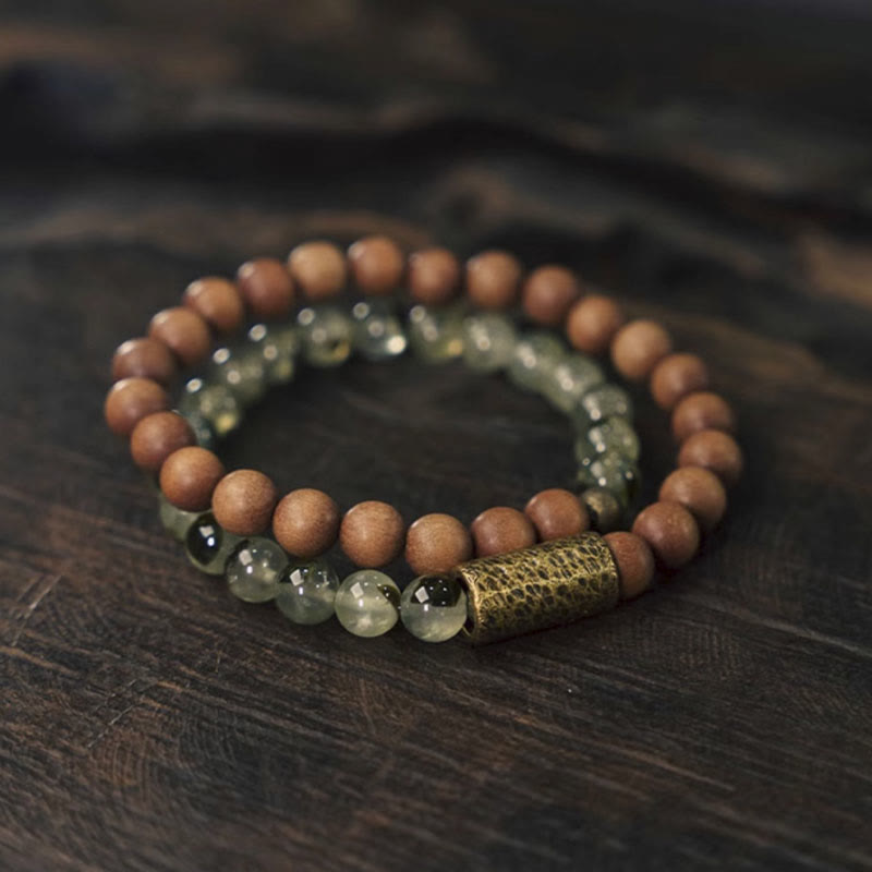 Green Rutilated Quartz Natural Sandalwood Purification Bracelet
