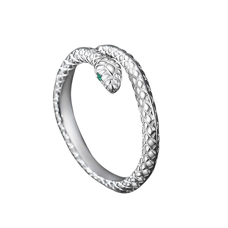 999 Sterling Silver Adjustable Snake-shaped Wrap Open Year Of The Snake Blessing Calm Ring