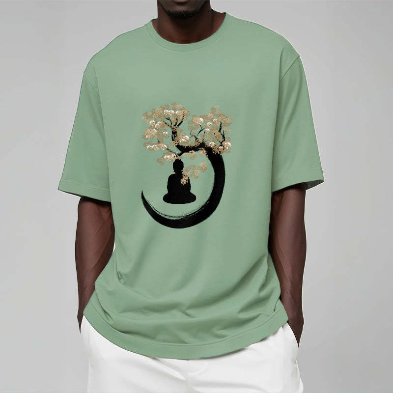mystic zen Sitting Under The Tree Cotton Tee T-shirt