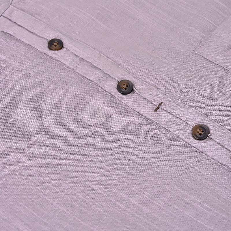 Men's Summer Solid Color Short Sleeve Half Button Cotton Linen Shirt