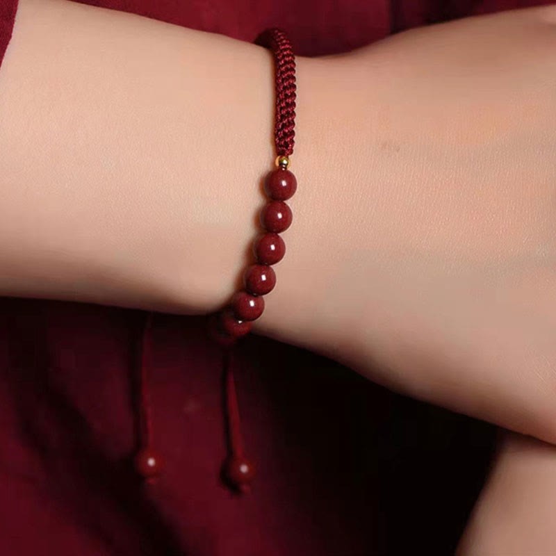 Natural Cinnabar King Kong Knot Blessing String Bracelet