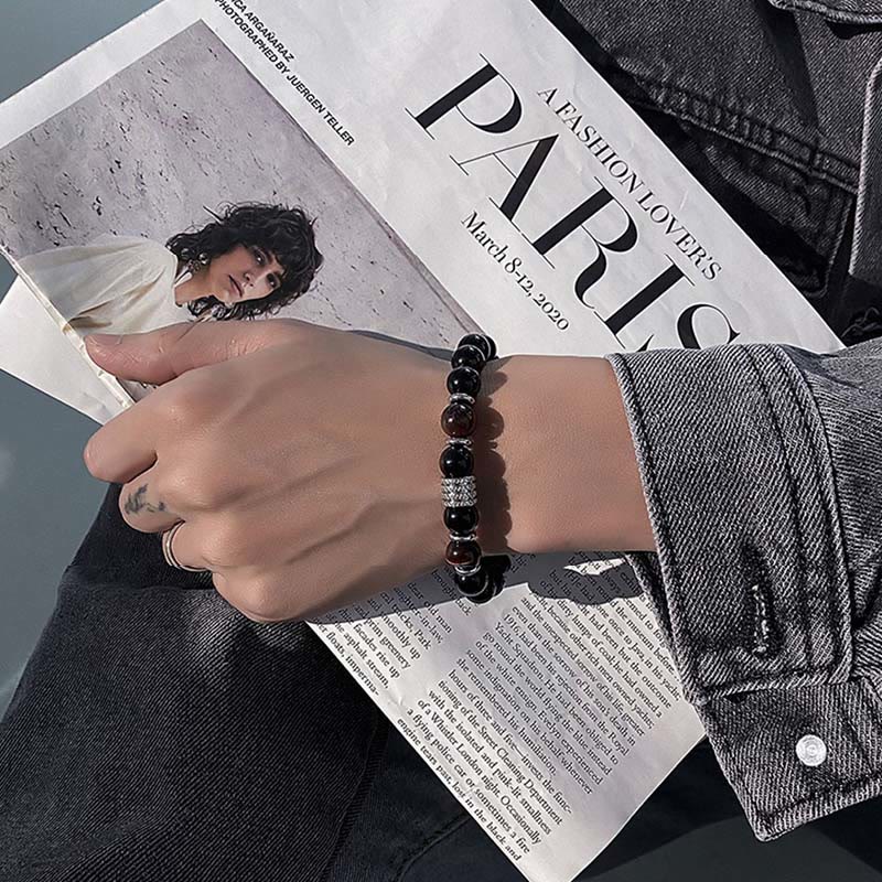Natural Black Obsidian Tiger Eye Strength Fulfillment Bracelet
