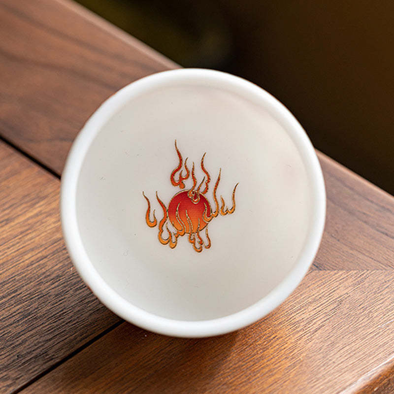 Dragon Phoenix Auspicious Clouds Ceramic Teacup Kung Fu Tea Cup With Gift Box