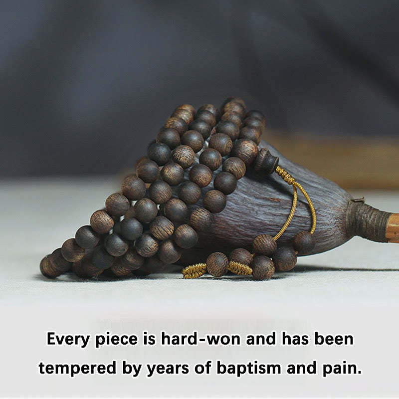 7mm 108 Mala Beads Nha Trang Qinan Agarwood Peace Strength Bracelet