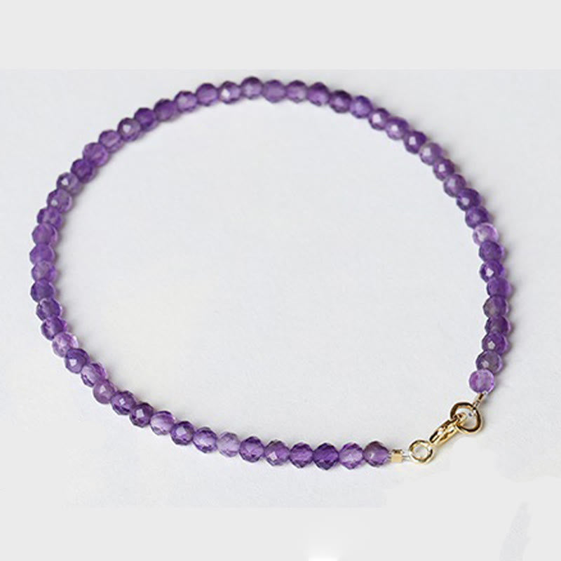 3mm Natural Amethyst Ultra-thin Beads 14k Gold Plated Copper Spiritual Awareness Bracelet