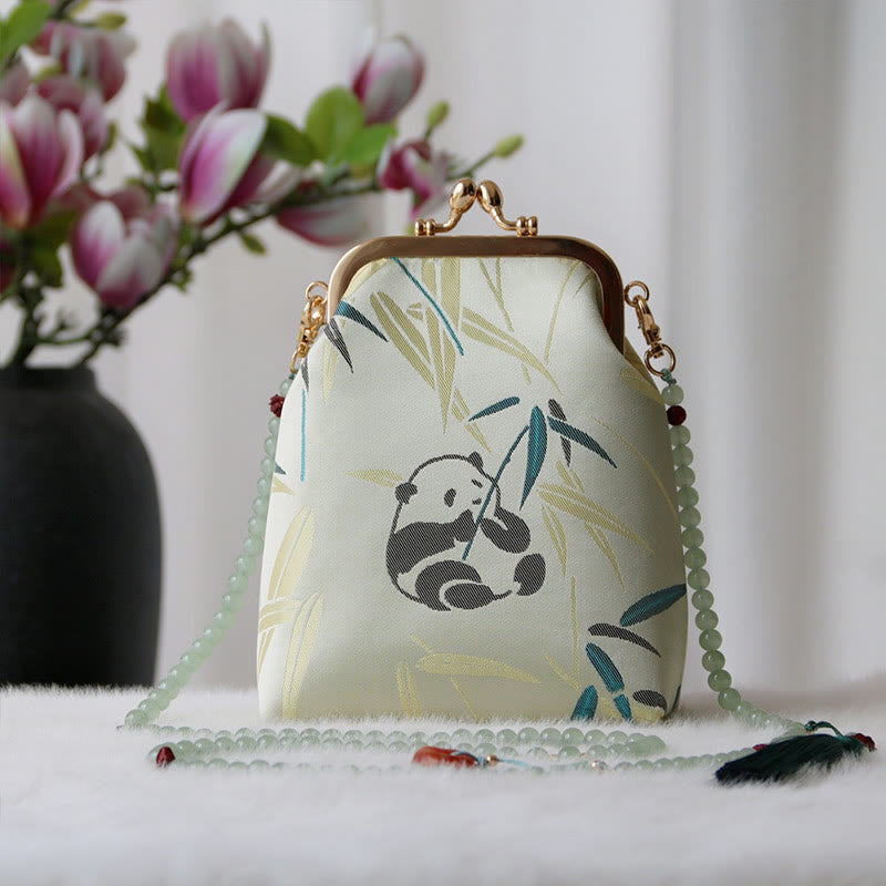Retro Chinese Embroidery Pearl Chain Crossbody Bag Shoudler Bag