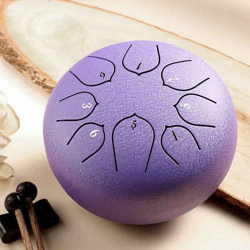 Steel Tongue Drum Sound Healing Meditation Lotus Pattern Drum Kit 8 Note 6 Inch Percussion Instrument