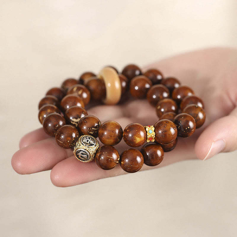 Tibetan Natural Purple Gold Rat Bodhi Seed Wealth Double Wrap Bracelet