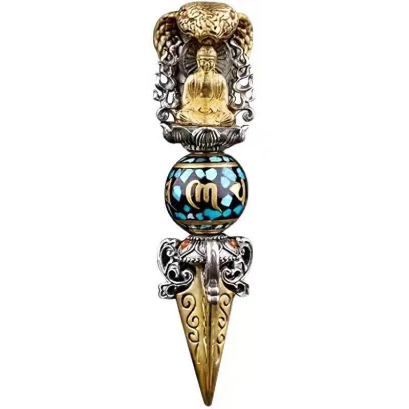 Tibetan Om Mani Padme Hum mystic zen Wealth Rotation Necklace Vajra Pendant