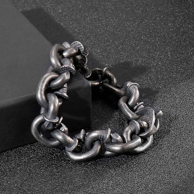 Square Rivets Titanium Steel Good Luck Balance Bracelet