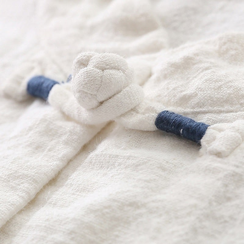 Solid Color Frog-button Long Sleeve Linen Women's Shirts With Pockets