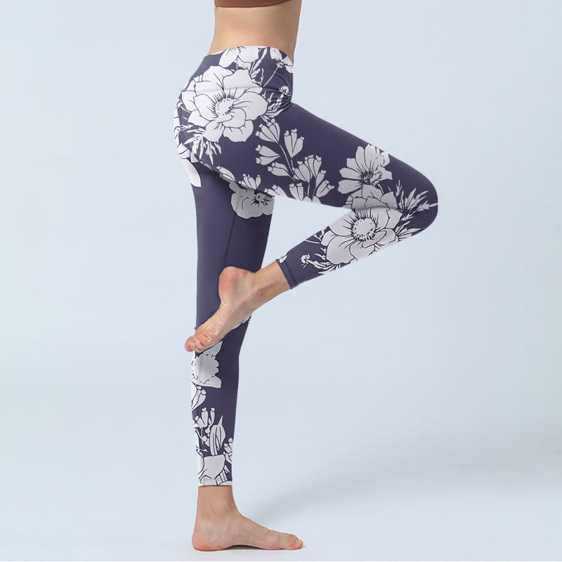 Flowers Blossom Print Sports Fitness Leggings Women's Yoga Pants
