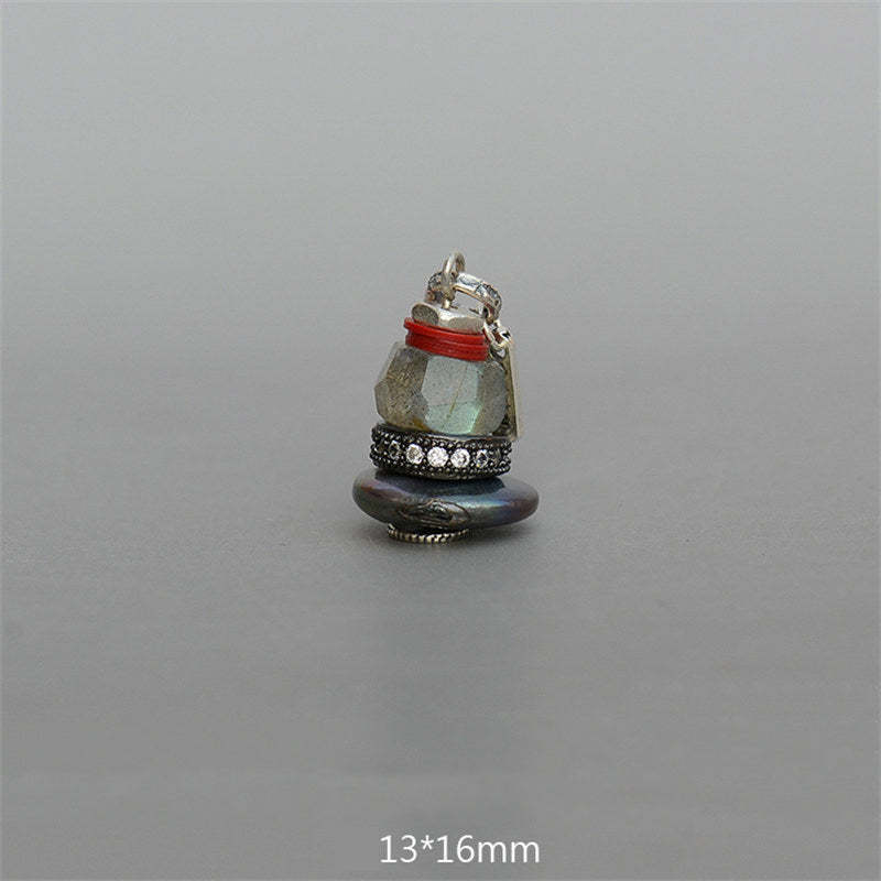Zen Cairn Labradorite Various Crystals Calm Pendant Necklace
