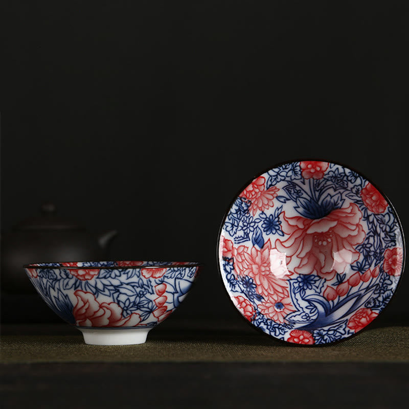 Flowers Fu Character Mountains Lotus Cherry Blossoms Ceramic Teacup Kung Fu Tea Cup