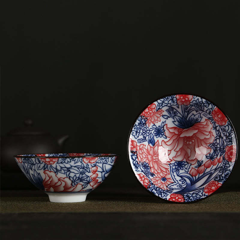 Flowers Fu Character Mountains Lotus Cherry Blossoms Ceramic Teacup Kung Fu Tea Cup