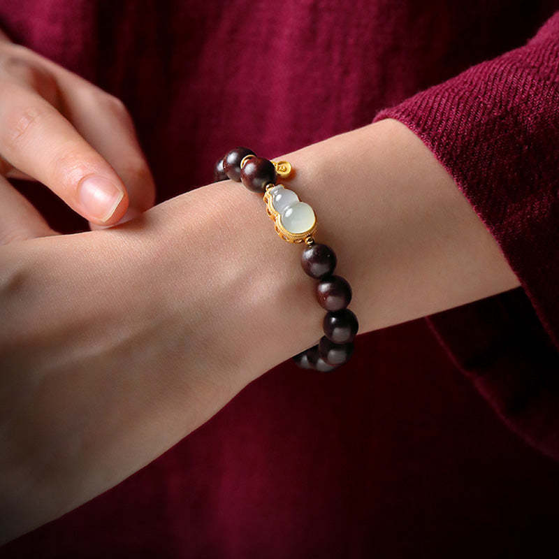 Small Leaf Red Sandalwood Gourd Jade Calm Relaxation Bracelet