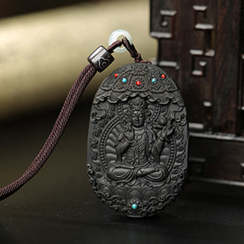 Chinese Zodiac Natal mystic zen Agarwood Om Mani Padme Hum Lotus Peace Necklace Pendant