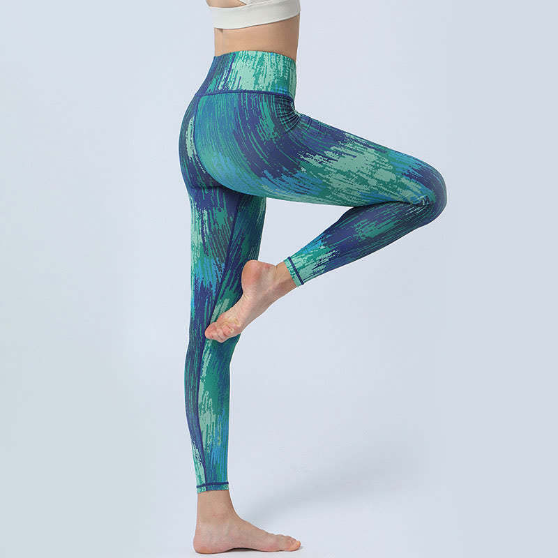 Leaves Print Sports Fitness Yoga High Waist Leggings Women's Yoga Pants