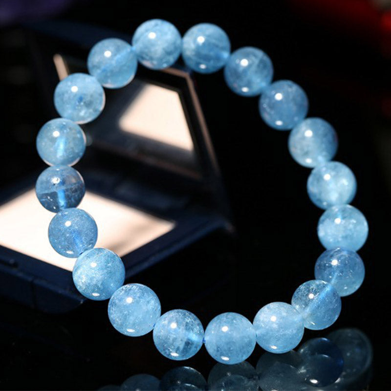 mystic zenstoneshop Aquamarine Beads Peace Healing Bracelet