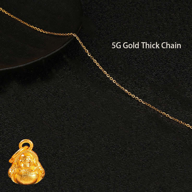 999 Gold Mini Laughing mystic zen Luck Wealth Necklace Pendant