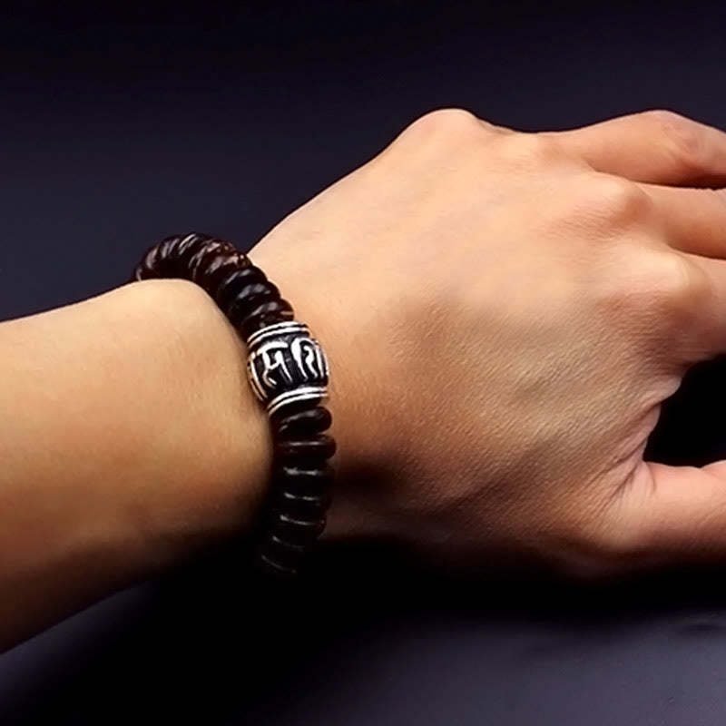 Natural Tibetan Coconut Shell Om Mani Padme Hum Positive Bracelet