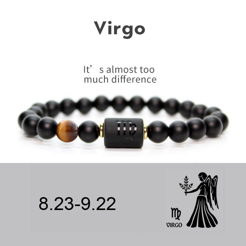 12  Constellations of the Zodiac Black Onyx Adjustable Bracelet