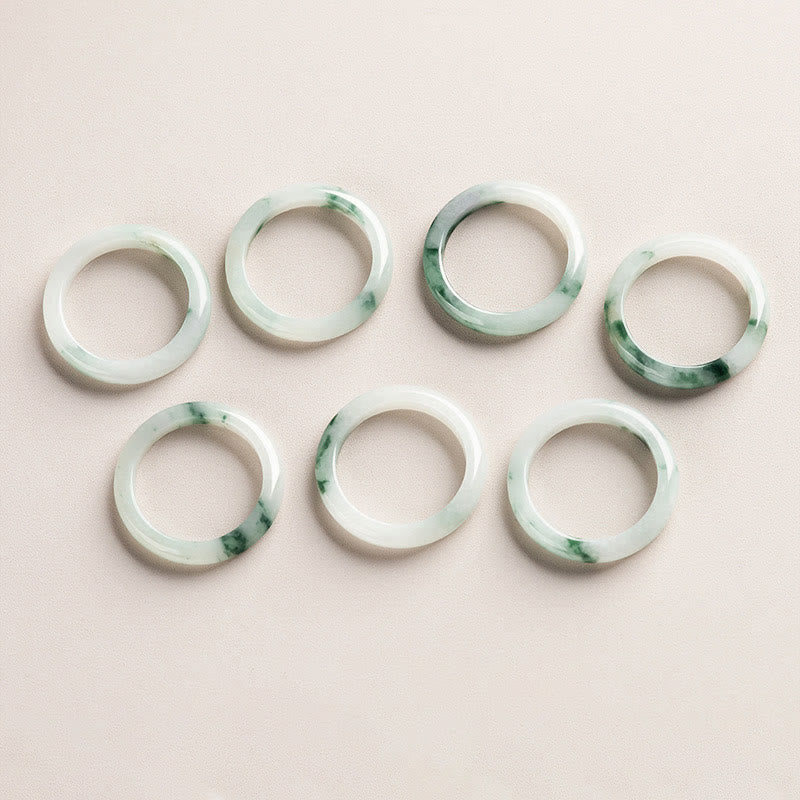 Natural Green Jade Luck Abundance Ring