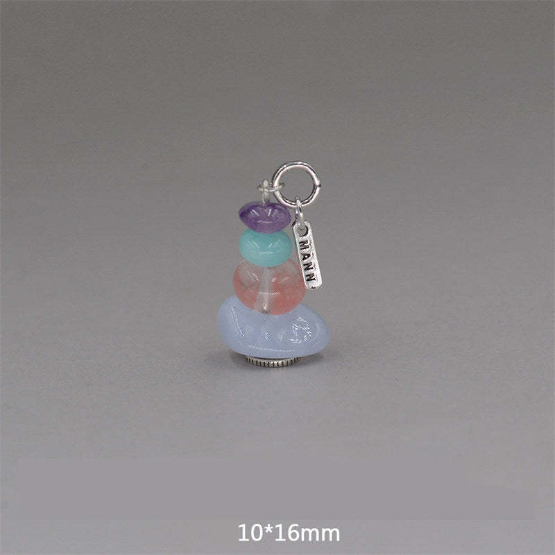 Zen Cairn Labradorite Various Crystals Calm Pendant Necklace