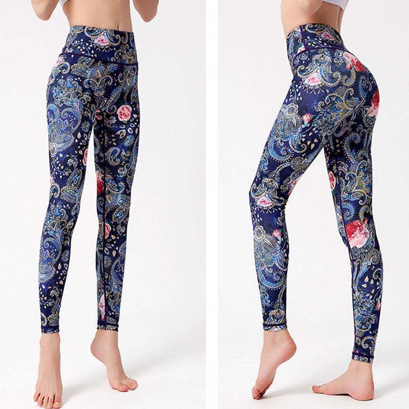 Flowers Leaves Birds Print Pants Sports Fitness Yoga Dance Leggings Women's Yoga Pants