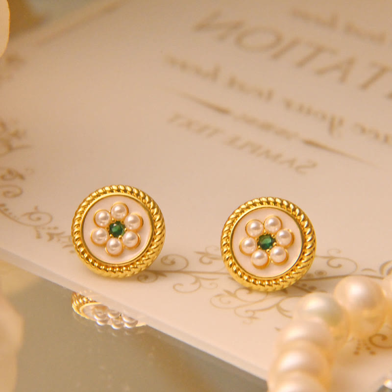 Enamel Flower Luck Earrings