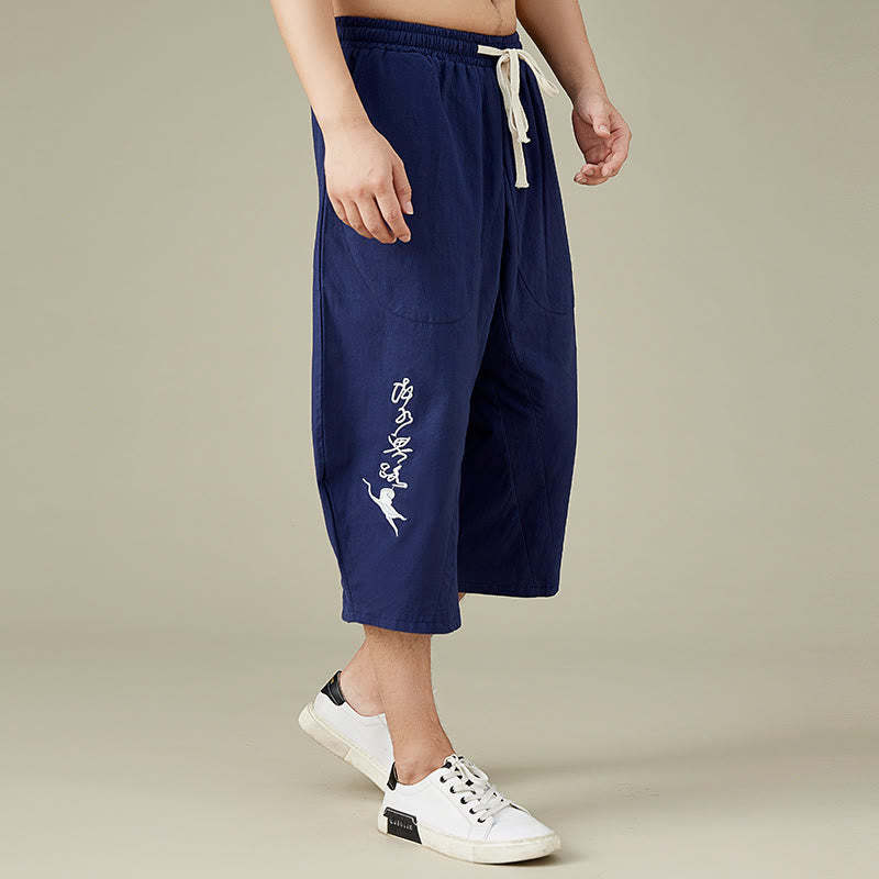 Casual Solid Color Men's Straight Leg Shorts With Pockets Leisure Cotton Men's Pants