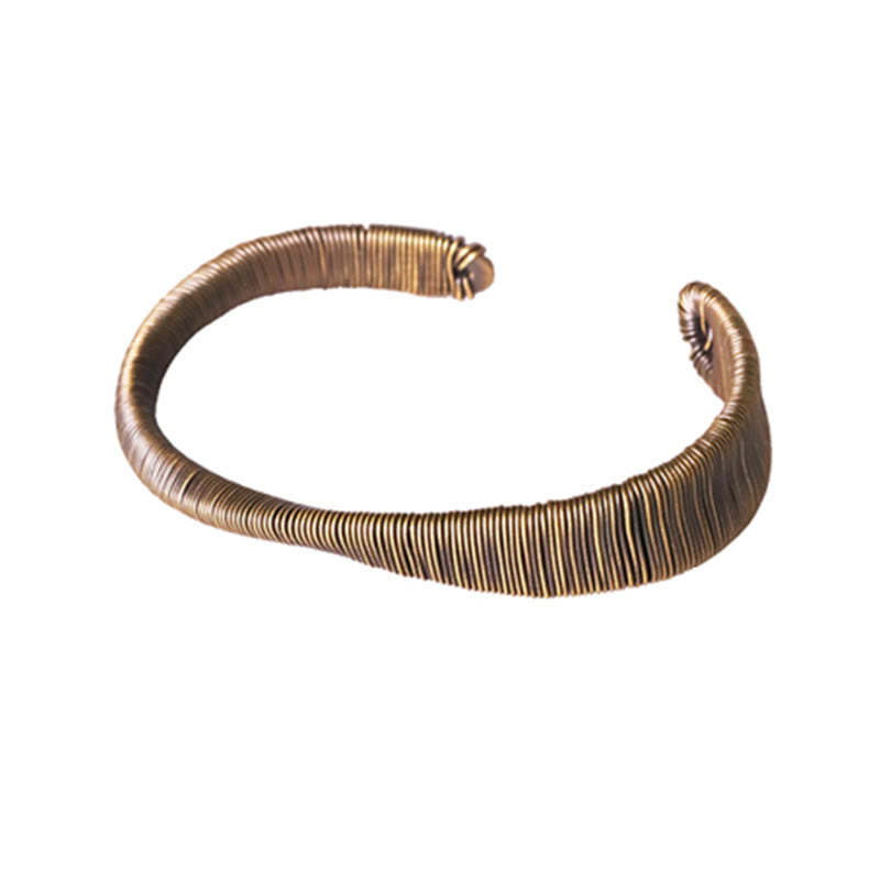Simple Design Wrapped Copper Luck Wealth Adjustable Cuff Bracelet