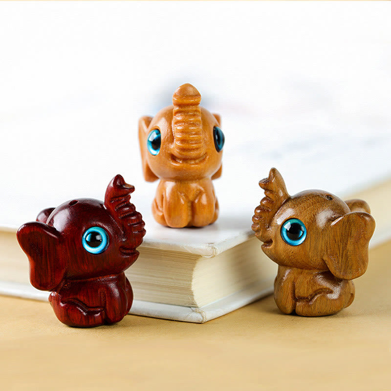 Sandalwood Small Leaf Red Sandalwood Green Sandalwood Lucky Mini Elephant Carved Protection Decoration