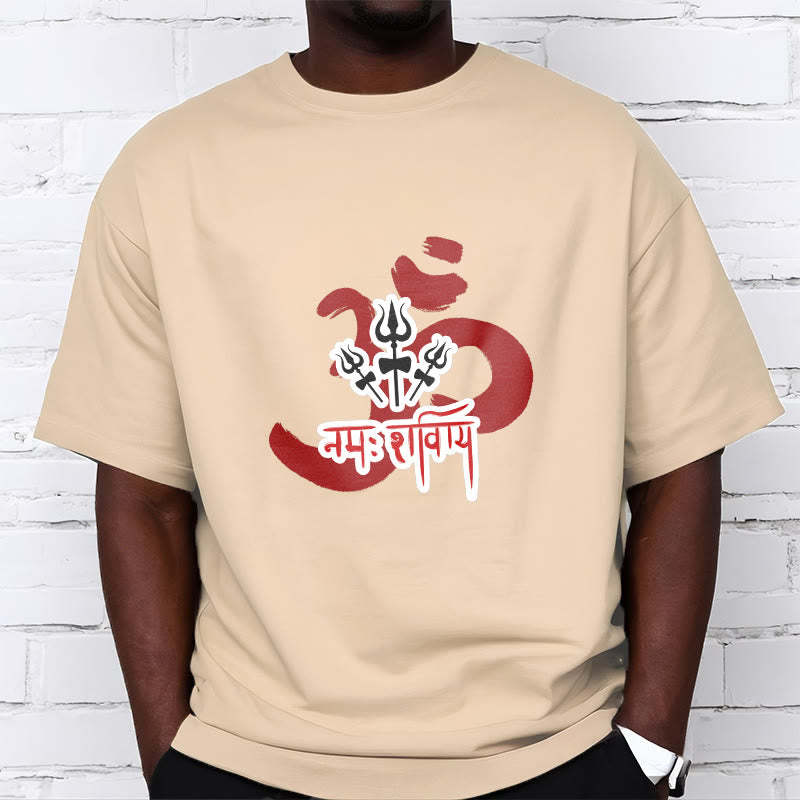 OM NAMAH SHIVAYA Three Small Tridents Cotton Tee T-shirt