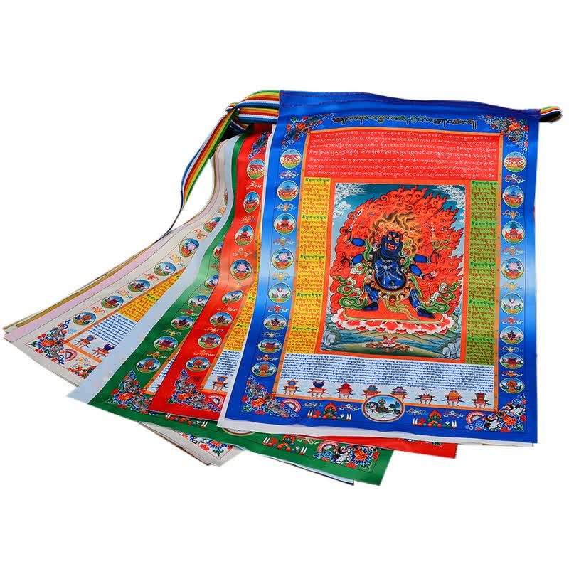 Tibetan 10 Colors Windhorse mystic zen Healing Auspicious Outdoor Prayer Flag