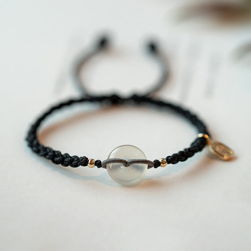 Chalcedony Round Peace Buckle Positive String Bracelet