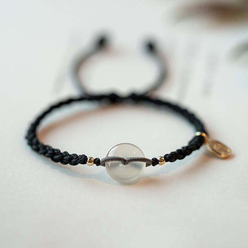 Chalcedony Round Peace Buckle Positive String Bracelet