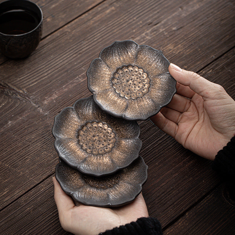 Vintage Lotus Flower Ceramic Cup Mat Pad Tea Cup Coaster Kung Fu Tea Mat