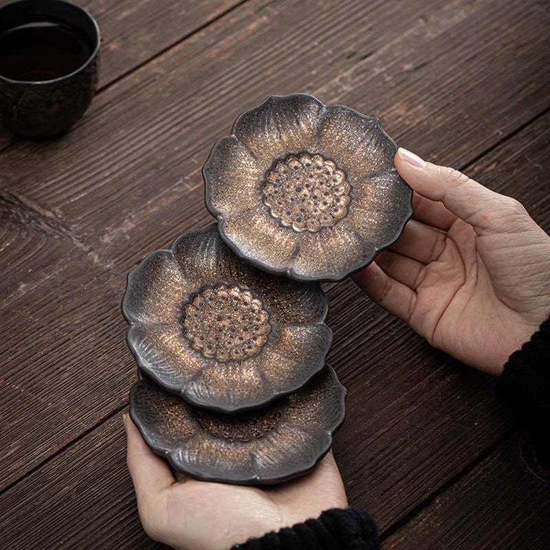 Vintage Lotus Flower Ceramic Cup Mat Pad Tea Cup Coaster Kung Fu Tea Mat